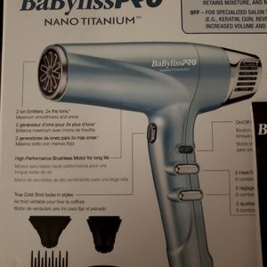 BaByliss Pro Nano Titanium professional high speed dual ionic dryer.